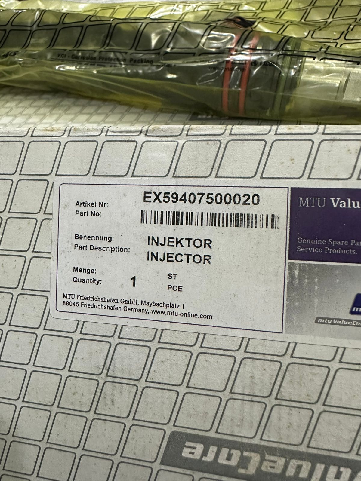 MTU 4000 Fuel Injector | P/N EX59407500020 — view 5