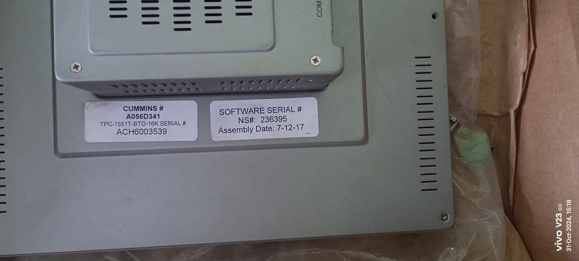Cummins Touch Screen Display | P/N A056D341 — label view
