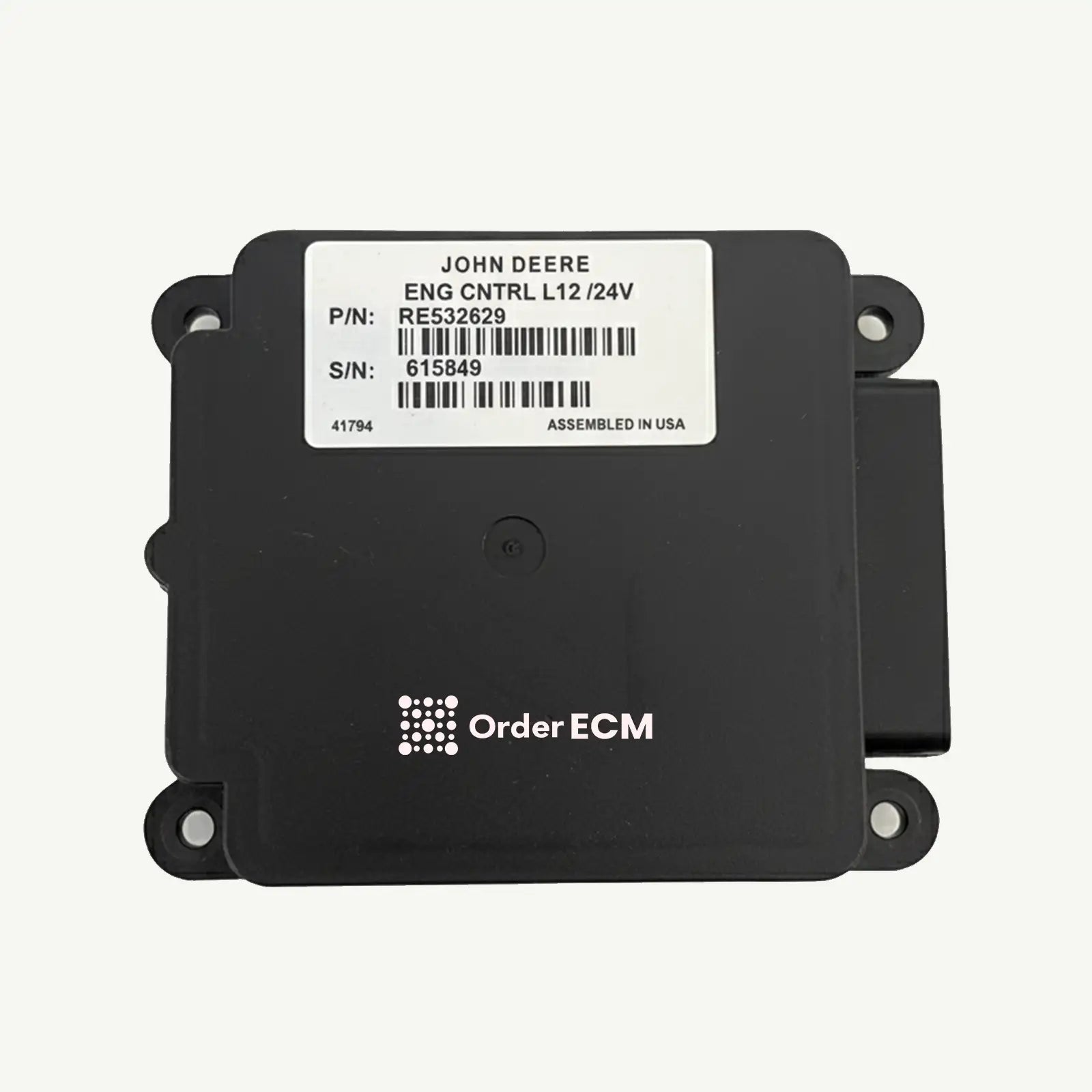 John Deere 24V Engine Controller | P/N RE532629 — rear view