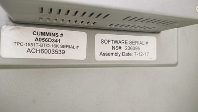 Cummins Touch Screen Display | P/N A056D341 — rear view