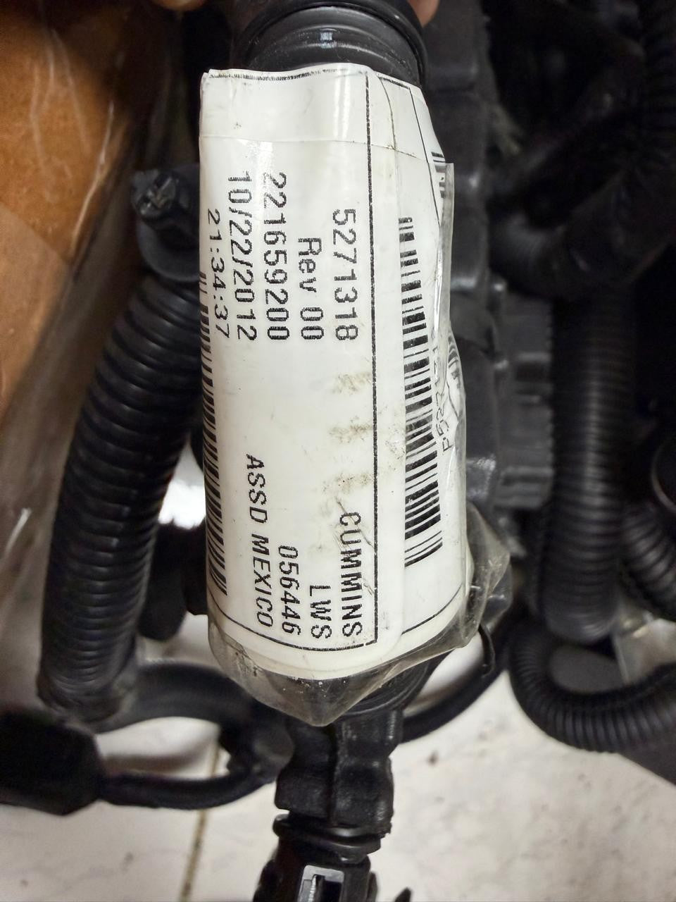 Cummins B-Series ECM Wiring Harness 5271318 - part number tag